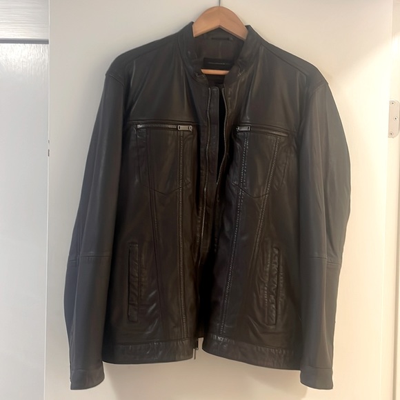 John Varvatos Jackets & Coats Band Collar Leather Jacket Poshmark